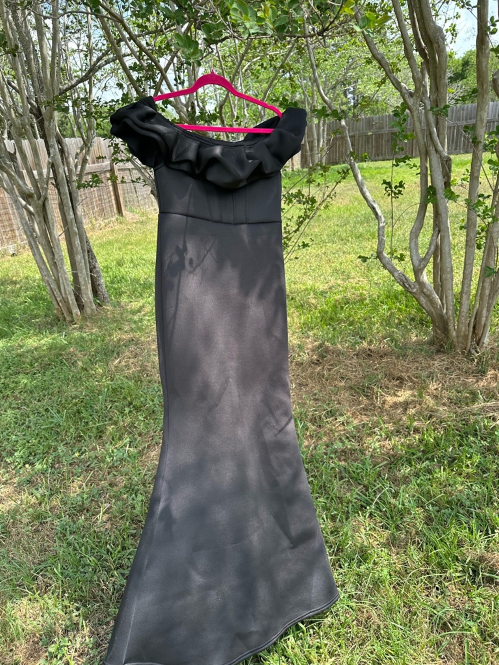 Black Off-Shoulder Ruffle Maxi Dress